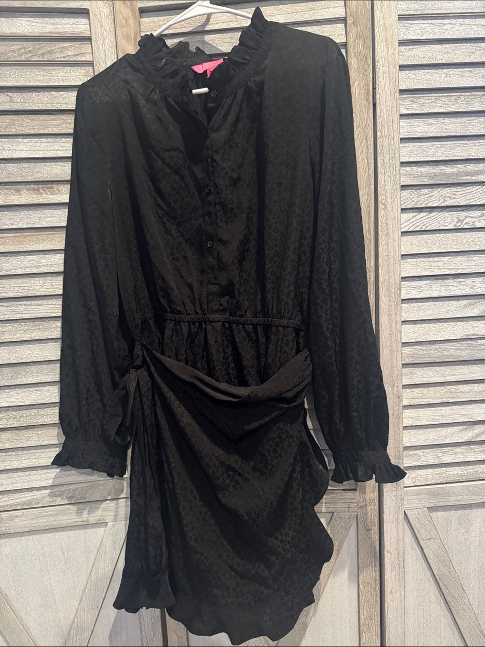 Lilly Pulitzer Abriana Wrap Dress in Onyx Ruffle-Trim Long Sleeve